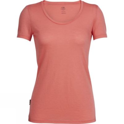 Tee Icebreaker Tech Lite Manga Corta Scoop Mujer Coral - Chile SDQ659724